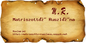 Matriszottó Ruszlána névjegykártya